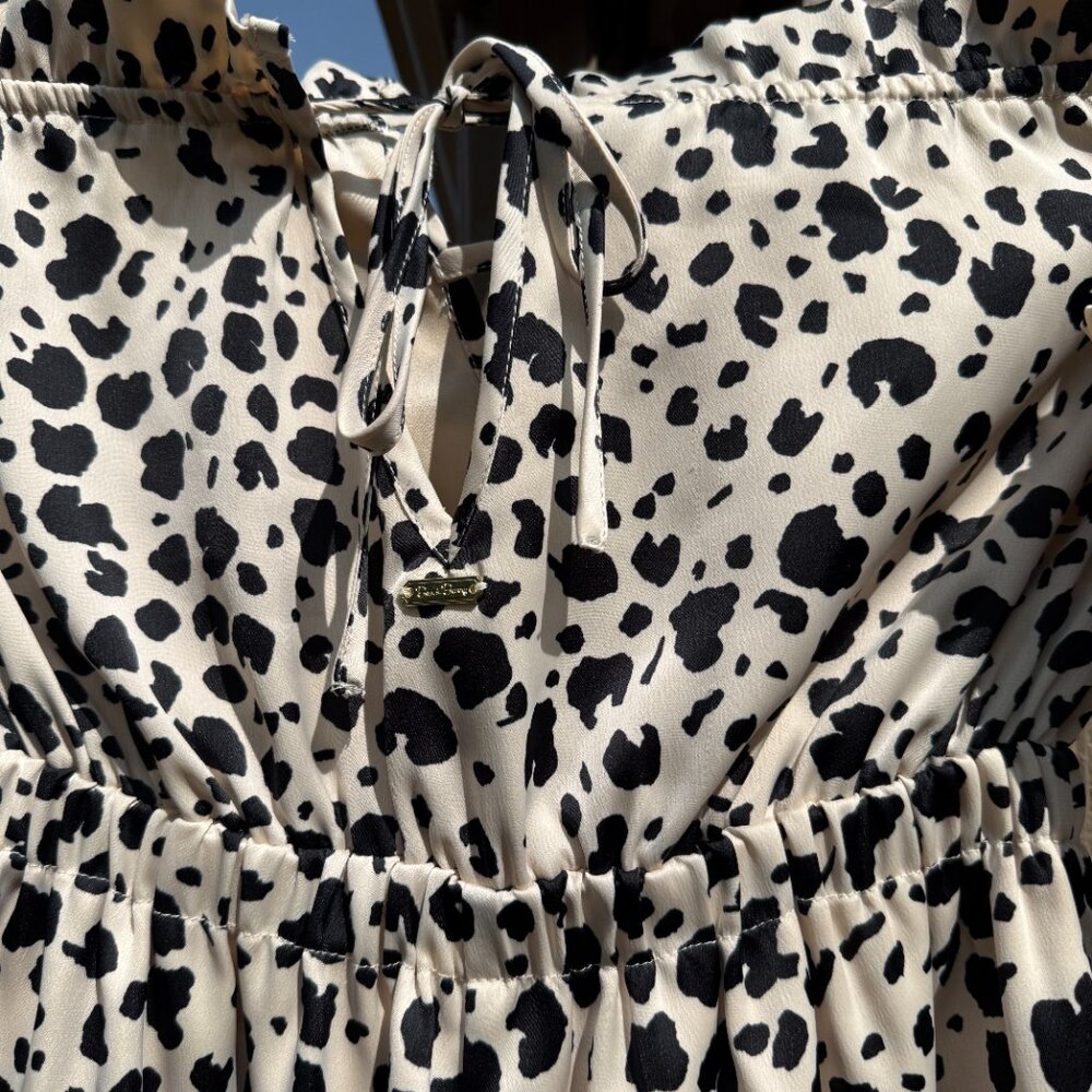 EUC Beach Bunny Off-Shoulder 3/4 Sleeve Tanner Leopard Romper - Picture 11 of 15